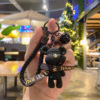 Cute Bow Tie Bear Key Pendant Couple Bag Pendant Key Chain Ins Cartoon Doll Resin Key Chain