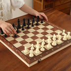 Chess Magnetic Wooden Mini Foldable Board for Kids Beginners with Small Magnetic Chess Pieces