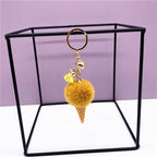 Ice Cream Key Chain Cute Bag Cartoon Plush Pendant Cone Car Key Chain Ring Hair Ball Creative Gift