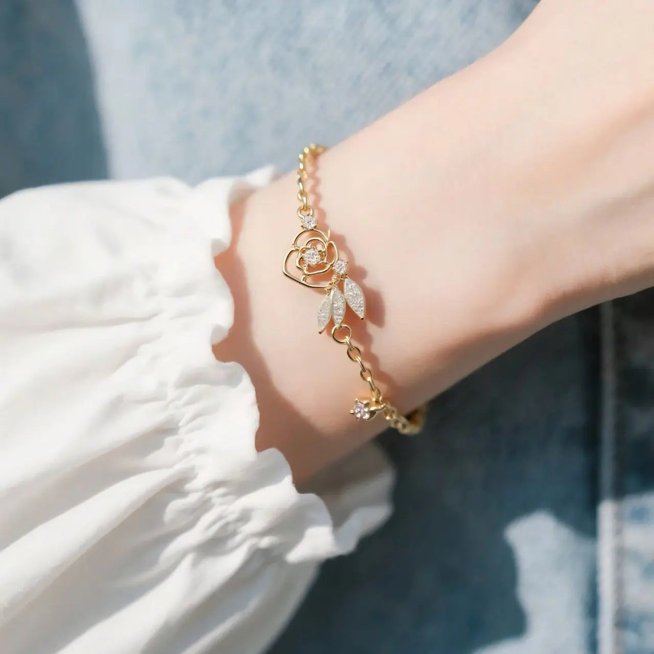 925 Sterling Silver Nature Inspired Flower Design Bracelet - NYSHK