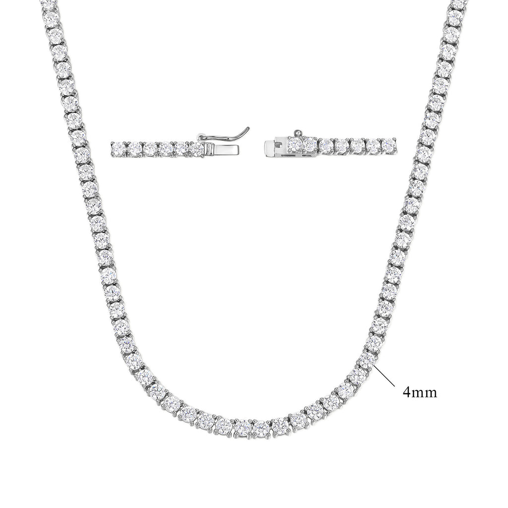 white Gold Zirconia Tennis Necklace Fashion Trendy Style Neck Chain