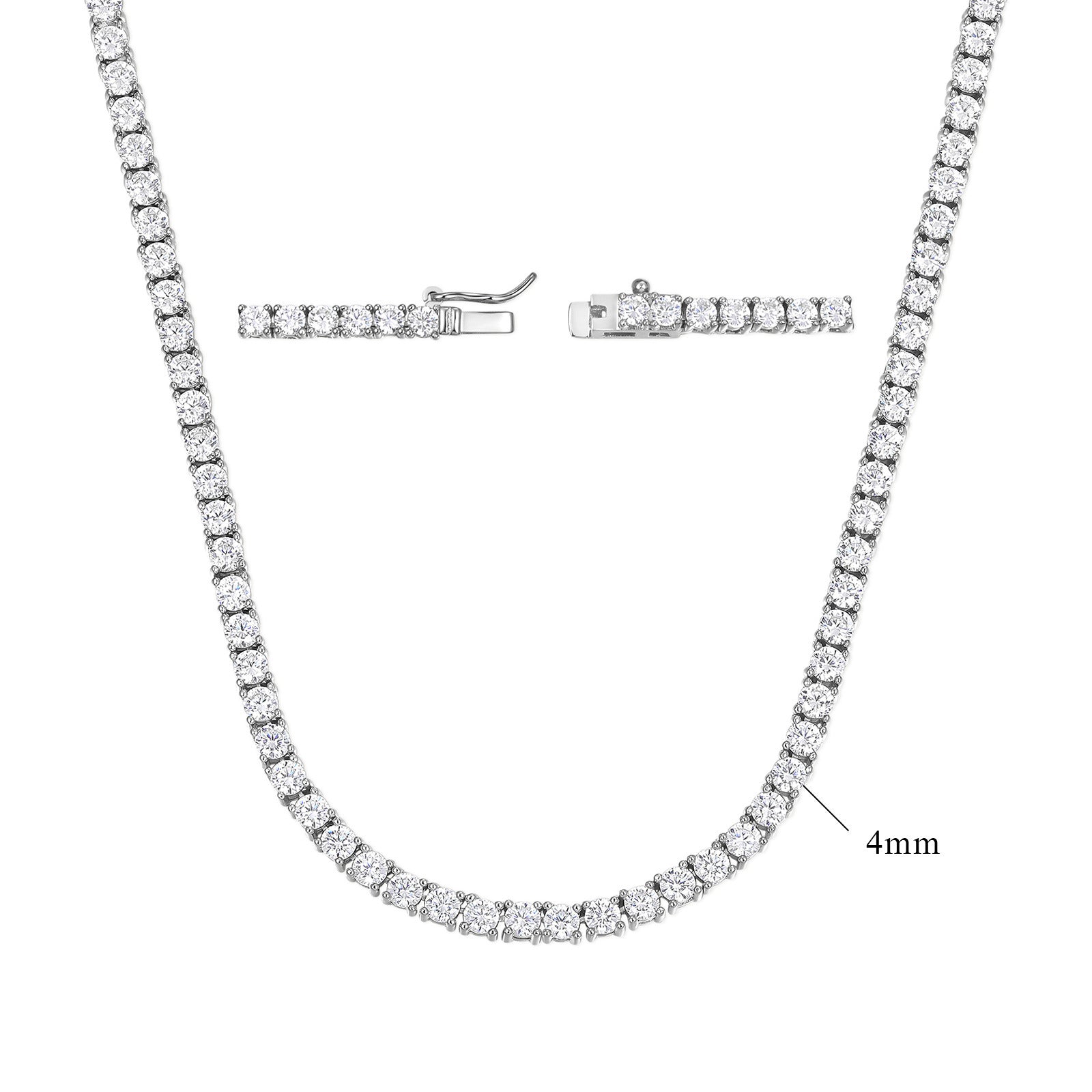 white Gold Zirconia Tennis Necklace Fashion Trendy Style Neck Chain