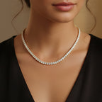white Gold Zirconia Tennis Necklace Fashion Trendy Style Neck Chain
