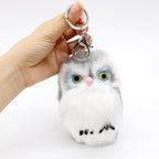15CM Cute Fluffy Owl Keychain & Pendant Women Key Ring Holder Faux Bunny Rabbit Fur Pompoms Key Chains For Handbag 2C0268