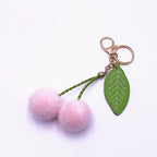 Fruit Key Chain Car Cute Cherry Bag Key Chain Fur Ball Plush Doll Cartoon Pendant Creative Accessories