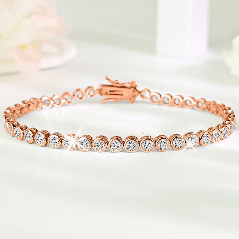 3mm Copper-Embedded Zirconia Bracelet Fashion Creative Round Bead Tennis Bracelet INS Style