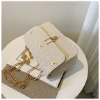 Summer Bag Women's New Korean Version Lace Flower Woven Bag Versatile Chain Bag Fashion One Shoulder Messenger Bag