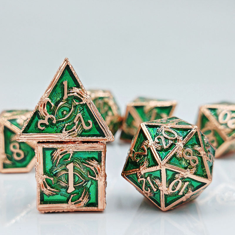 Popular New Eye Hand Dice Set, D&amp;D Cthulhu Role-Playing Game, 7-Piece Metal Dice Set