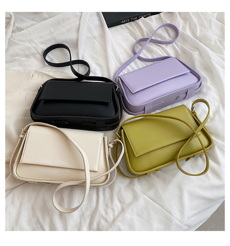 Shoulder Bag Fashion Women's Bag New Solid Color PU Small Square Bag Trendy Simple Armpit Messenger Bag