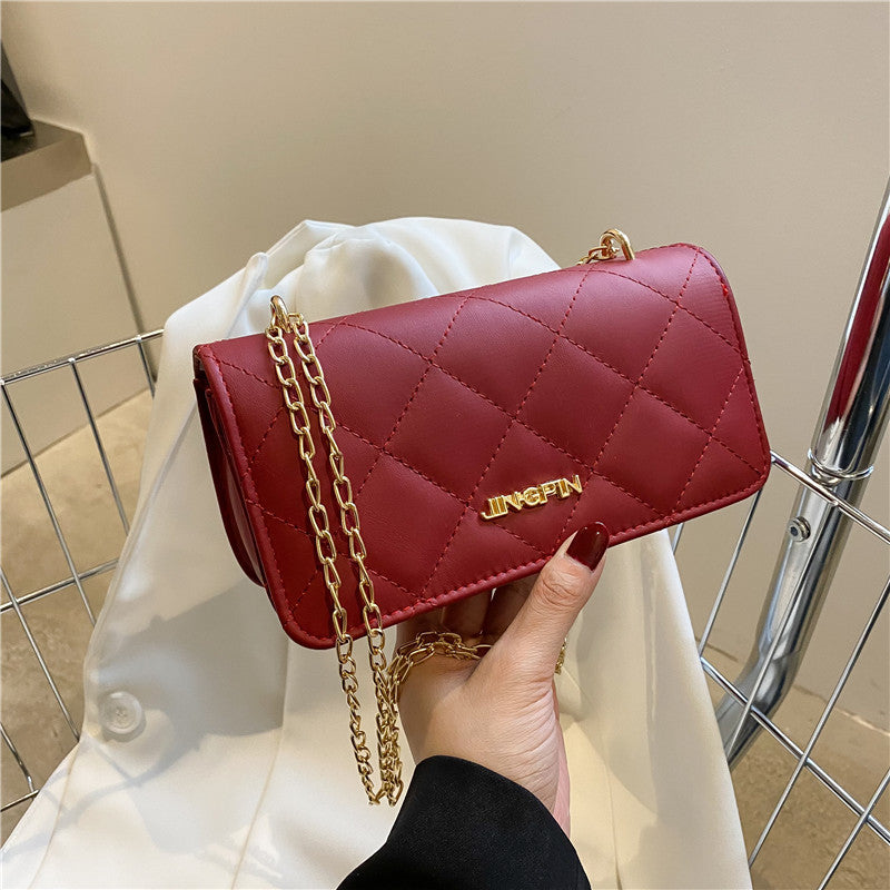 Girls Bag Summer Bag New Hand Carrying Fashion Lingge Chain Messenger Bag Single Shoulder Small Square Bag