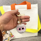 Ugly Cute Plush Key Chain Little Monster Bag Pendant Pearl Hair Ball Doll Car Key Chain Small Gift