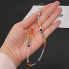 Go2Boho Mobile Phone Lanyard Heishi Disc Beads Crystal Bead Chain For Phone Smile Chains LOVE Letter String Wristband