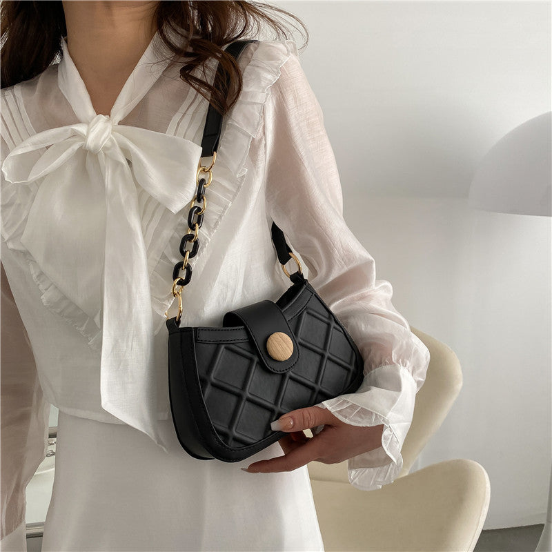 Texture Fashion Messenger Bag New Underarm Women's Bag Simple Shoulder Bag Korean Version Ins Small Square Bag
