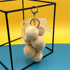 Creative Grape Fruit Key Chain Cute Bag Plush Pendant Lace Bow Hair Ball Car Key Chain Pendant