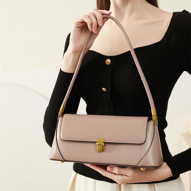Small French Style women's genuine leather underarm bag