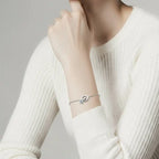 Luxury 925 Sterling Silver Brilliant Stone Interlocking ring Bracelet - NYSHK