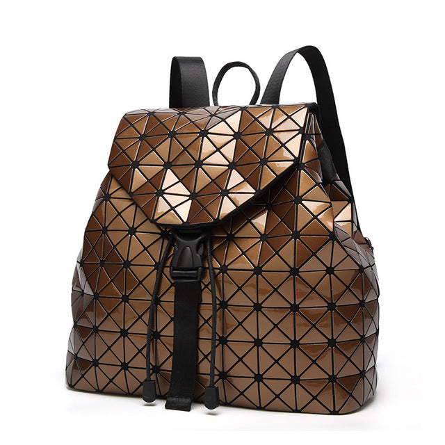 Luminous Geometric Plaid Backpacks for Women