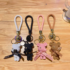 Cute Bow Tie Bear Key Pendant Couple Bag Pendant Key Chain Ins Cartoon Doll Resin Key Chain