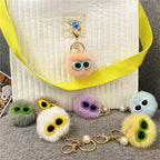 Ugly Cute Plush Key Chain Little Monster Bag Pendant Pearl Hair Ball Doll Car Key Chain Small Gift