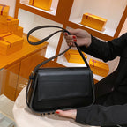 Shoulder Bag Fashion Women's Bag New Solid Color PU Small Square Bag Trendy Simple Armpit Messenger Bag