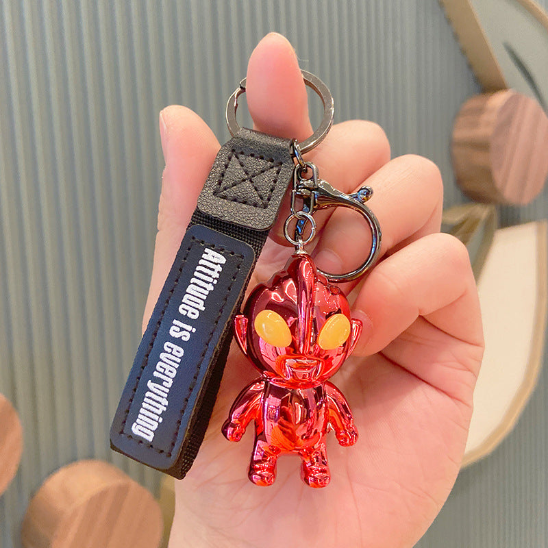 Electroplating Creative Ultraman Key Chain Cartoon Doll Gift Key Pendant Car Ornament Acrylic Key Chain