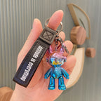 Electroplating Creative Listening Song Rabbit Key Chain Cute Doll Pendant Key Pendant Acrylic Cartoon Car Key Chain