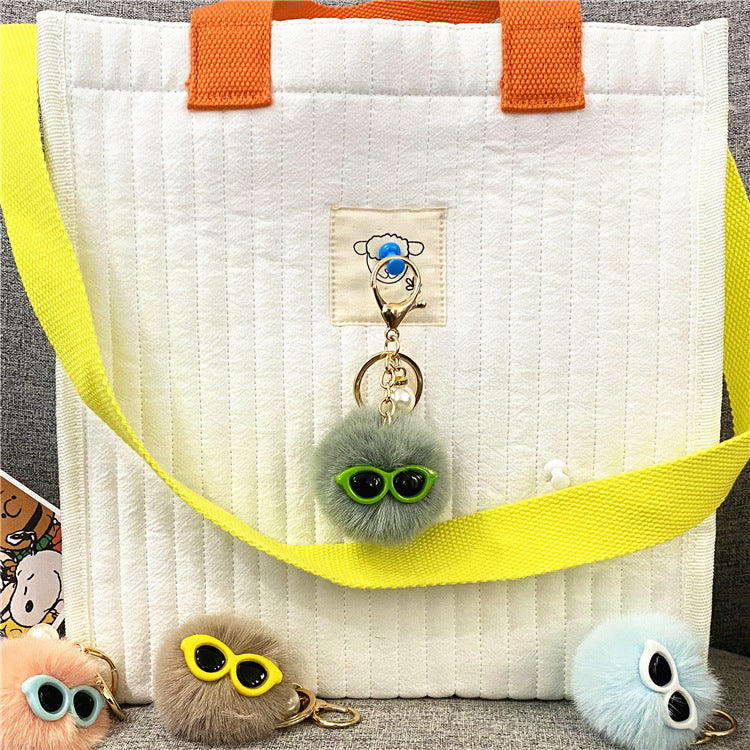 Ugly Cute Plush Key Chain Little Monster Bag Pendant Pearl Hair Ball Doll Car Key Chain Small Gift