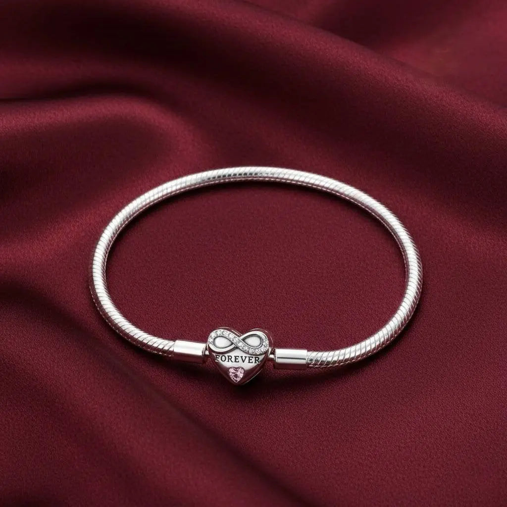 Eternal Love Snake Bone Bracelet in 925 Silver with Zirconia Accent - NYSHK