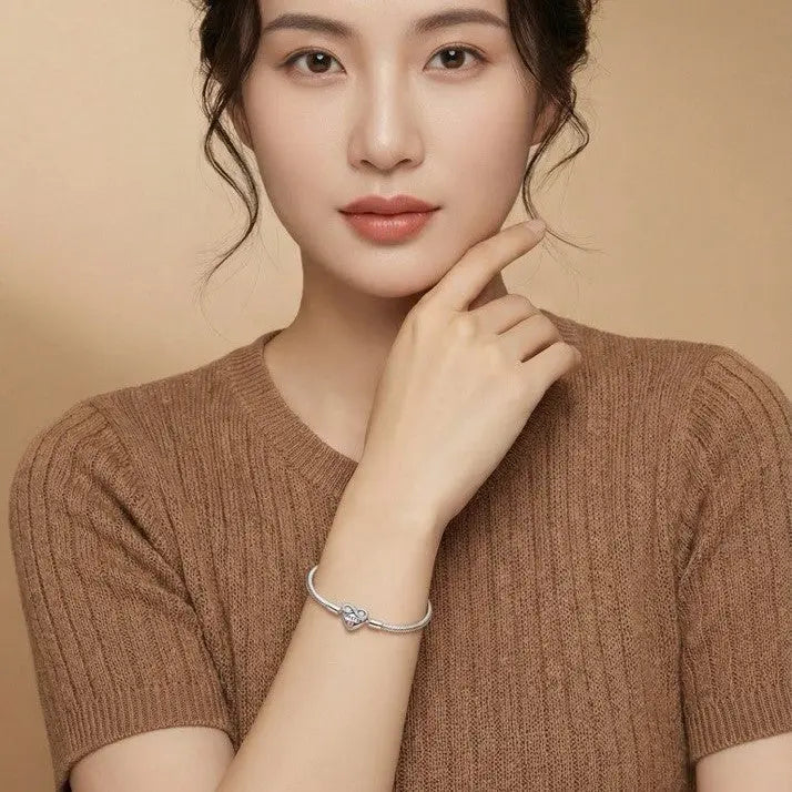 Eternal Love Snake Bone Bracelet in 925 Silver with Zirconia Accent - NYSHK