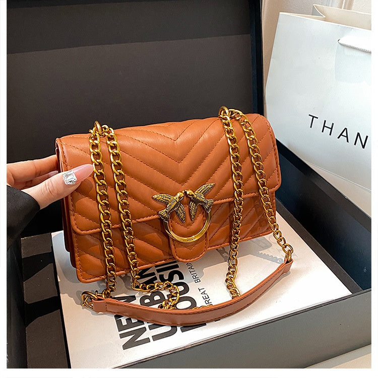Ladies' Chain Bag Crossbody Bag Elegant Fashion Versatile Shoulder Bag Embroidered Small Square Bag