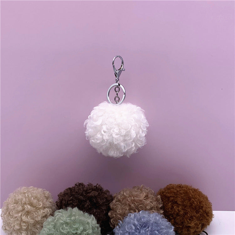 Key Chain Hair Ball Curly Cute Bag Pendant Car Plush Key Chain Creative Gift Jewelry Accessories Pendant
