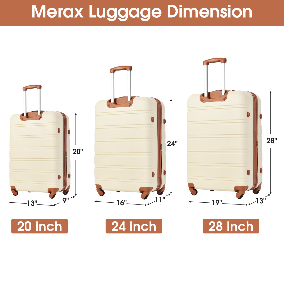3 Piece Luggage Set Hardside Spinner Suitcase
