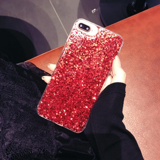 Silicone Bling Powder Soft Case For iPhone 5 5S 7 6 8 Plus X Shinning Glitter Phone Cover for iPhone XR XS Max Cases Shell