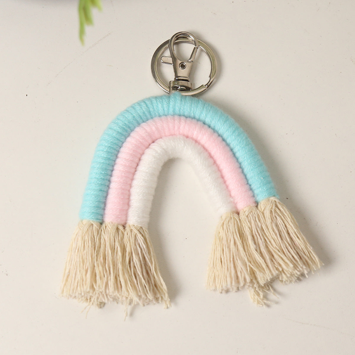 New Cotton Thread Woven Rainbow Key Chain Car Woven Lanyard Creative Men's And Women's Key Chain
