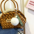 Creative Floral Ribbon Key Chain Cute Plush Bag Pendant Small Fresh Pearl Car Key Chain Accessories Pendant