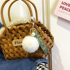 Creative Floral Ribbon Key Chain Cute Plush Bag Pendant Small Fresh Pearl Car Key Chain Accessories Pendant