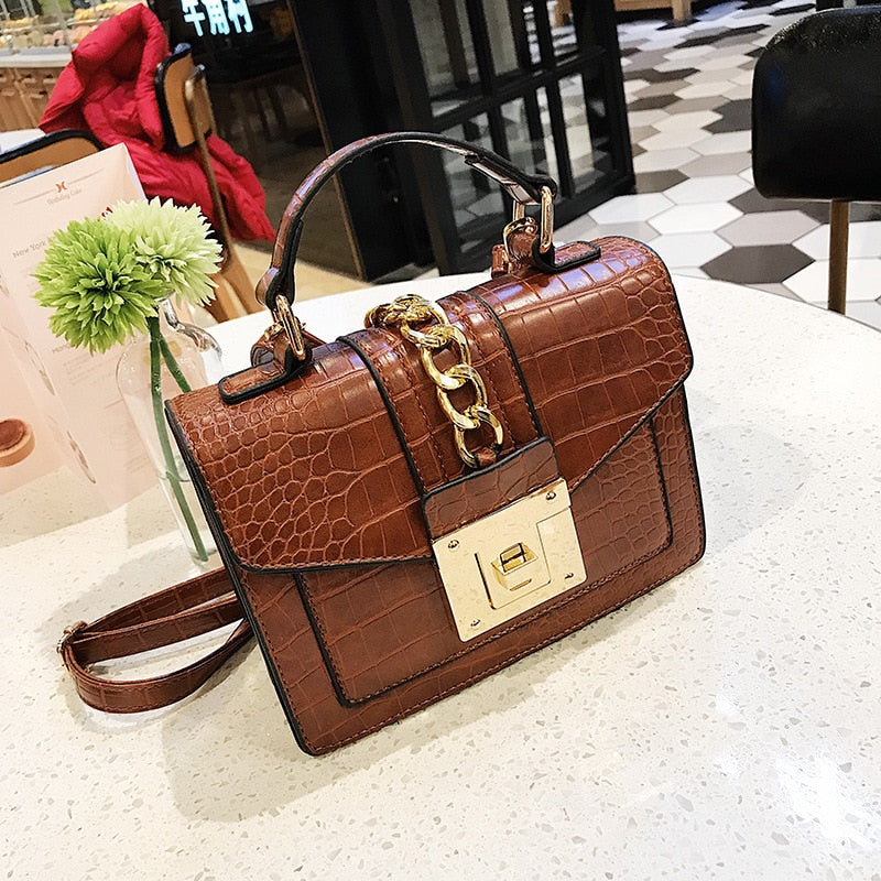 Fashion Alligator Women Shoulder Bags Designer Chains Handbags Luxury PU Leatehr Crossbody Bag Small Envelope Flap Famale Purses