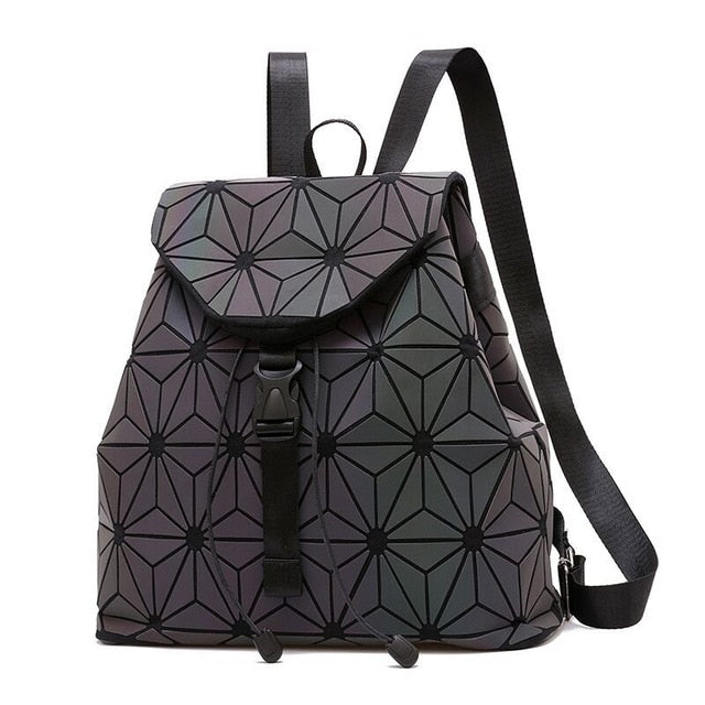 Luminous Geometric Plaid Backpacks for Women