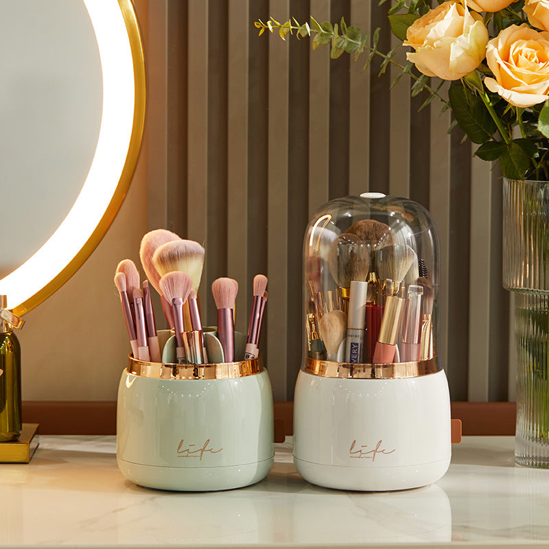 Luxury Wind Makeup Brush Storage Bucket Dust-Proof Lipstick Eyebrow Pencil Cosmetics Storage Box Rotating Brush Barrel