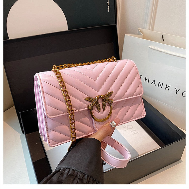 Ladies' Chain Bag Crossbody Bag Elegant Fashion Versatile Shoulder Bag Embroidered Small Square Bag