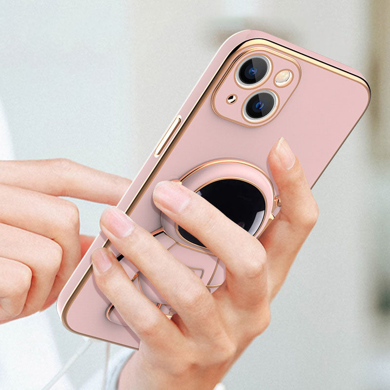 For iPhone13 Mobile Phone Shell New Electroplating 6D Astronaut Bracket Apple 12 Astronaut Anti-Fall Protective Cover