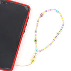 Go2Boho Mobile Phone Lanyard Heishi Disc Beads Crystal Bead Chain For Phone Smile Chains LOVE Letter String Wristband