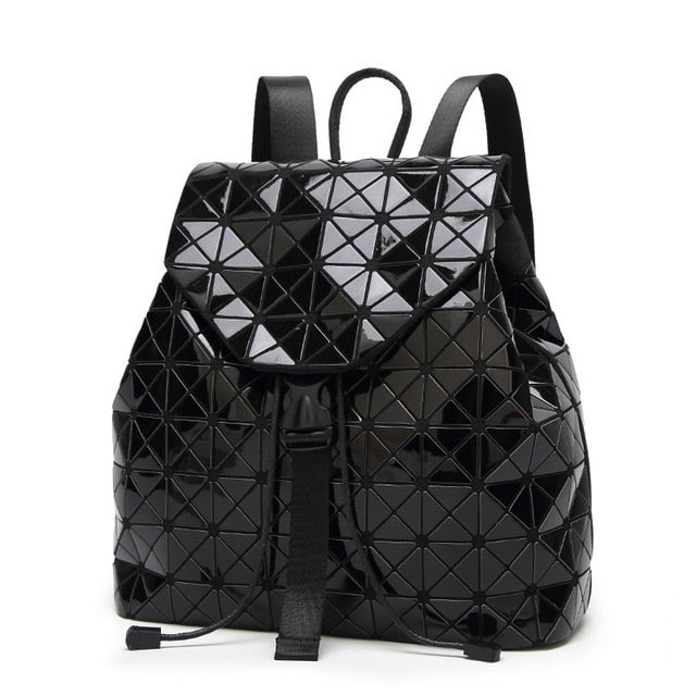 Luminous Geometric Plaid Backpacks for Women
