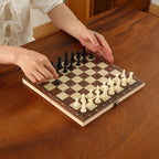 Chess Magnetic Wooden Mini Foldable Board for Kids Beginners with Small Magnetic Chess Pieces