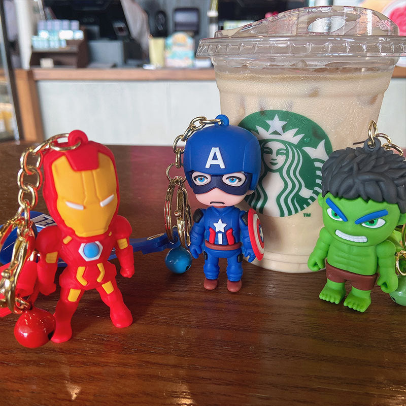Cartoon Captain America Cute Key Chain Iron Man Doll Key Pendant Schoolbag Pendant Car Key Chain