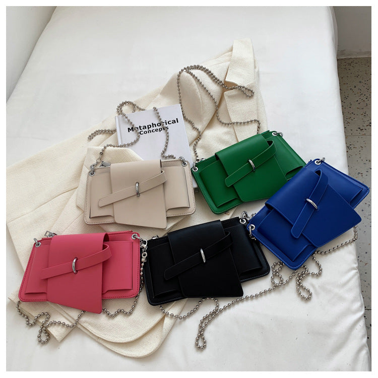 Summer New Women's Bag Trend Line Shoulder Bag New Fashion PU Mobile Phone Bag Motorcycle Bag Coin Purse Bag