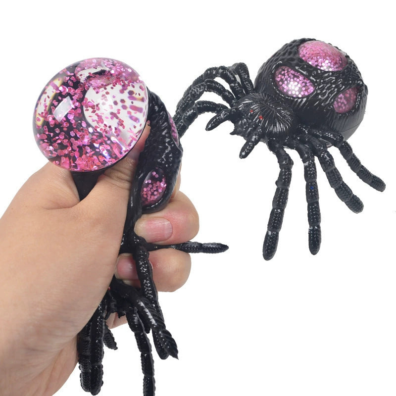 Halloween Adult Prank Toy Healthy Black Glitter Spider Stress Ball  Decompression