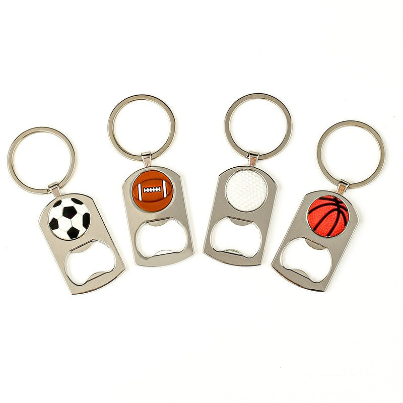 Qatar World Cup Small Gift Baking Varnish Metal Bottle Opener Basketball Football Key Chain