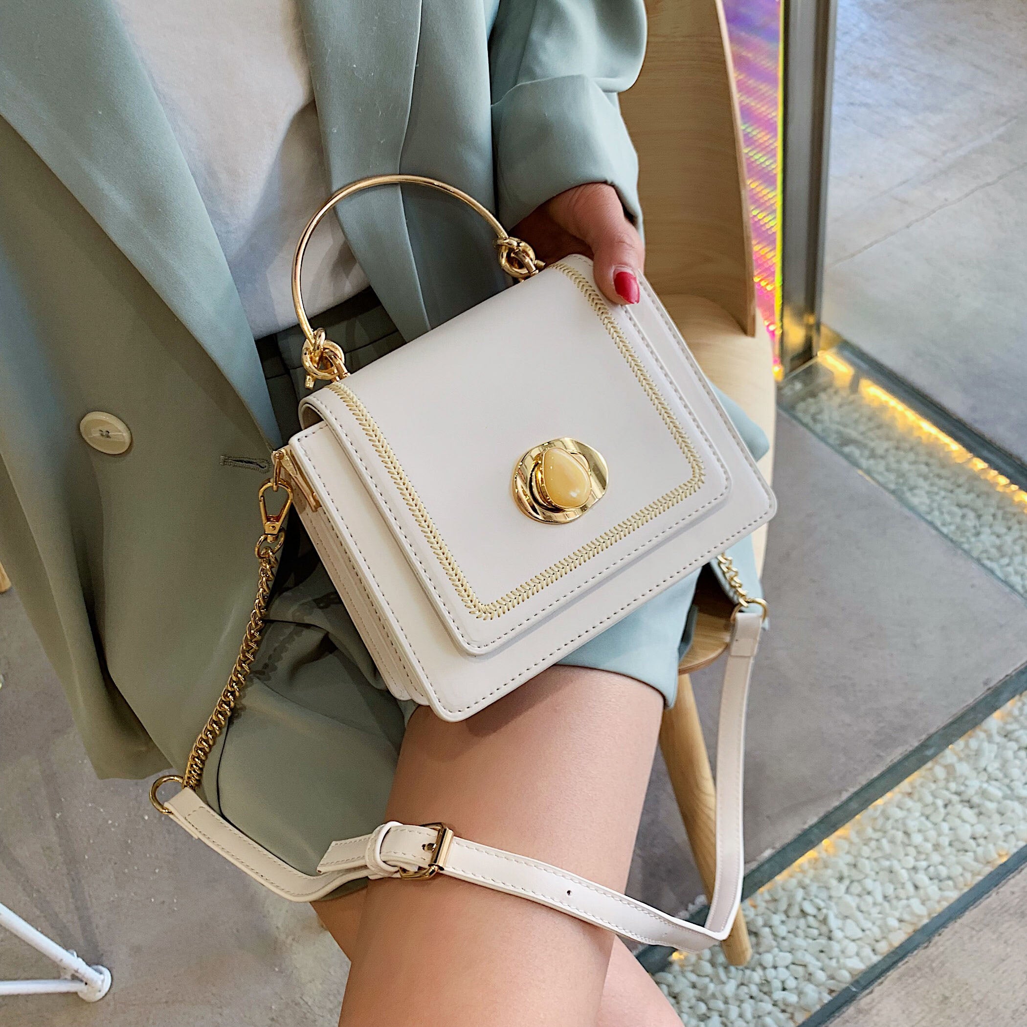 LEFTSIDE Leather Mini Crossbody Bags for Women Summer Shoulder Bag with Short Handle Female Phone Purses and Handbags