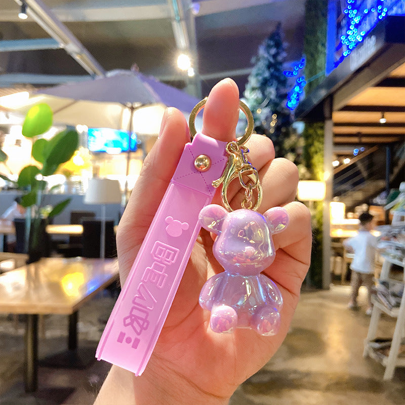 Electroplating Acrylic Violent Bear Key Chain Creative Doll Doll Bag Pendant Schoolbag Pendant Cute Key Chain